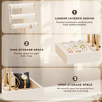 Abiglifty 3 Tier Necklace Holder Display, Jewelry Organizer, Jewelry Stand, Bracelet Display, Necklace Organizer, Bracelet holder, Jewelry Display for Necklace, Watches, Rings, Beige - color: Beige