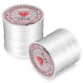 2 Rolls 0.5 mm Stretchy Bracelet String, Elastic String for Bracelets, Clear Elastic Cord, Clay Bead Cord, Jewelry Thread, Wear-Resistant Bead Stings for Bracelet, Necklaces, DIY Crafts (50 m/Roll