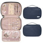 Jewelry Travel Case Organizer for Necklaces, Earrings, Rings, Bracelet, Watch, Soft Sided, Blue - color: Greyblue
