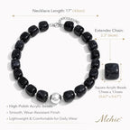 Mchic Colorful Beaded Choker Necklace for Women: Boho Large Square Acrylic Beaded Necklace Stainless Steel Adjustable Surfer Beach Strand Necklaces Summer Handmade Jewelry Gift for Women - color: Black-Silver
