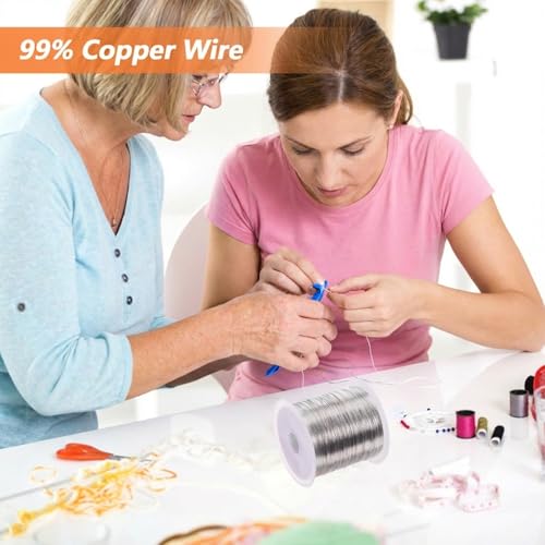 28 Gauge Jewelry Copper Wire, 328 ft/100 m Rust Resistant Craft Copper Wires, Bulk Soft Pure Silver Coppers Wire, Plated Metal Thin Beads Wires for Making Crafts Wrapping Jewelry - color: Silver