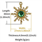 Sun Star Charms Baroque Boho Crystal Gold Plated Resin Gypsy Pendant Alloy for Jewelry Making DIY Craft Bracelet Necklace Earring - color: Sun-Green-28Pcs