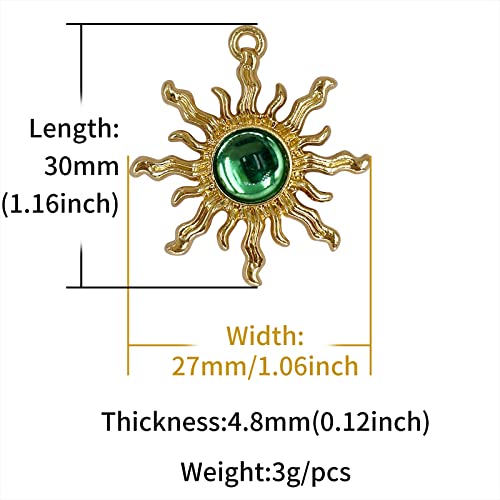 Sun Star Charms Baroque Boho Crystal Gold Plated Resin Gypsy Pendant Alloy for Jewelry Making DIY Craft Bracelet Necklace Earring - color: Sun-Green-28Pcs