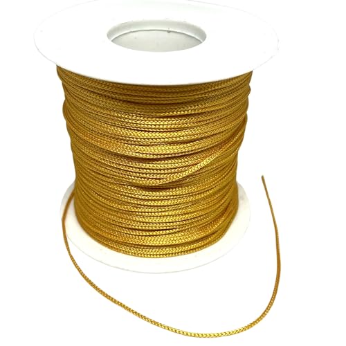 1.0 mm Polyester Cord Beading Thread for DIY, Multi Colors Options Macrame Friendship Necklace, Bracelet Jewelry Making String, Craft Making Accessories (Gold, 1.0 mm)