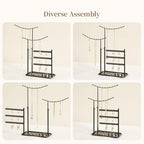 LAMU Jewelry Organizer, 5 Tier Jewelry Stand Display with Anti Entanglement Necklace Holder Tree, Height Adjustable Stroage for Earrings Rings Studs Bracelet, Valentines Day Gifts for Women, Black - color: Black
