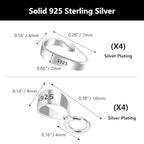 8Pcs 925 Sterling Silver Pendant Clasp Pinch Clip Bails for Jewelry Making, Slider Pendant Connectors with Open Loop, Sterling Silver Findings Jewelry Pendants Clasps for Necklace Charms - color: 8PcsA