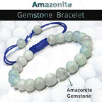 ANAYA AGATE Energy Protection Crystal Handmade Adjustable Bead Bracelet Perfect for Men, Women’s Christmas Gift - Gemstone Healing Stretch Bracelet Pulsera Para Hombre Mujer Stocking Stuffer - color: Amazonite