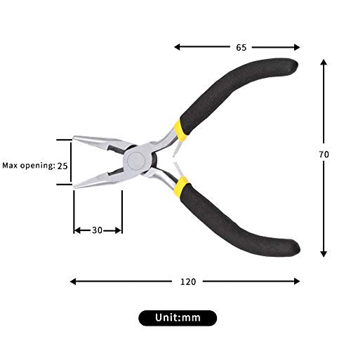 Mini Long Nose Pliers with Wire Cutter 5 Inch Serrated Jaw Mini Beading Pliers for Jewelry Making Micro Precision DIY Handcraft Tool - size: Long Nose