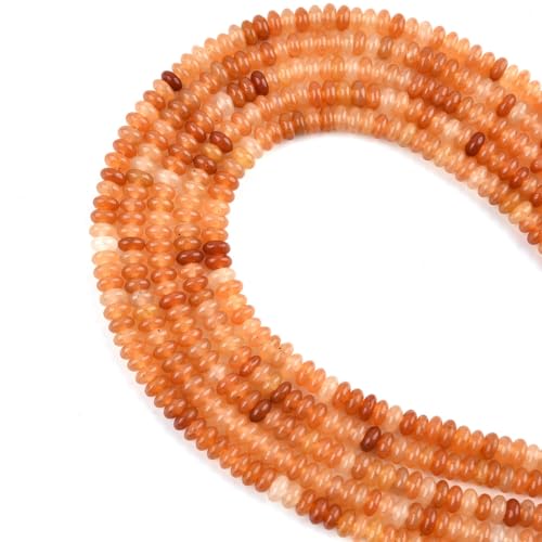 165pcs 4x2mm Natural Red Aventurine Disk Rondelle Spacer Stone Semi Precious Gemstone Loose Beads for Jewelry Making 15 Inch - color: Red Aventurine
