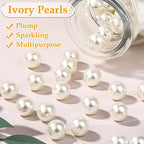 Pearl Beads for Craft, Anezus 200pcs Ivory Faux Fake Pearls, 12 MM Sew on Pearl Beads with Holes for Jewelry Making, Bracelets, Necklaces, Hairs, Crafts, Decoration and Vase Filler - size: 12 MM