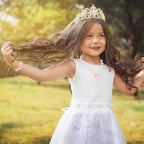 Princess Jewelry for Little Girls, Handmade Bow Pearl Kids Jewelry Set, Stretch Necklace Bracelets Rings and Clip on Earrings, Perfect for Dress Up, Birthday Parties, and Costume Play - color: Pink