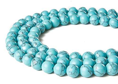 150pcs 6mm Blue Turquoise Beads Natural Gemstone Beads Round Loose Beads for Jewelry Making - color: Blue Turquoise, size: 6mm