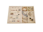 Large Beige Premium Quality Velvet Jewelry Display Box Tray Stackable Practical Trade Show Home Store 6 Grid and Ring - color: 6 Grid Rings