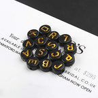 1200pcs Black Letter Beads for Bracelets Round Acrylic Black and Gold Alphabet Beads 4x7mm for Jewelry Making - color: 1200pcs black gold letter