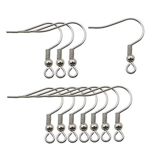 200pcs Stainless Steel Ball and Coil Earring Hooks Findings Ear Wires Fish Hook Earrings Hoops Ear Wire for DIY Jewelry Making (10169)