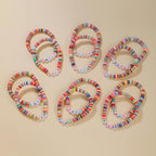 12pcs Friendship Bracelets Beaded Bracelets Heishi Bracelet Cute Bracelets Stack Vinyl Clay Disc Bead Surfer Stretch Summer Beach Bracelets For Women Preppy Bracelets - color: Z-1 color