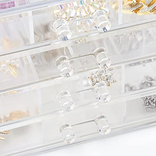 Weiai Acrylic Jewelry Box, 72 Grids Clear Jewelry Organizer with Adjustable Dividers, Large Capacity Earring Ring Gift Boxes - size: 4 Drawers