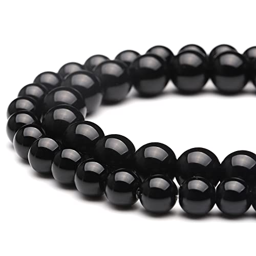 Youngbling Natural Gemstone Beads for Jewelry Making,6mm Black Onyx Polished Round Smooth Stone Beads for Bracelet Necklace 15 Inch - color: Black Onyx, size: 6mm