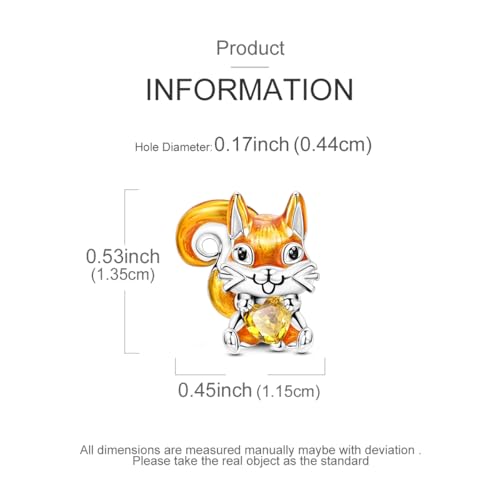 LAZA 925 Sterling Silver Charm for Bracelet Necklace Dangle Love Mom Butterfly Party Charm Beads Pendants DIY Jewelry for Women - color: Lovely Cute Squirrel