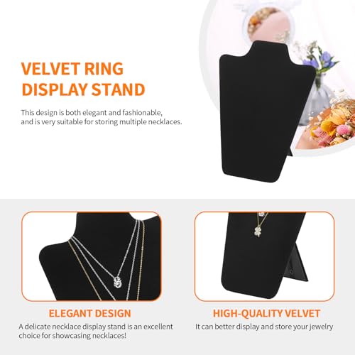 KUKUVR 2Pcs Black Velvet Necklace Bust Display Stand, Jewelry Pendants Chain Holder Stand, Necklace Display Board for Retail Vendor Booth & Selling (Medium 10.6 * 7.6inch) - size: Medium 10.6*7.6inch