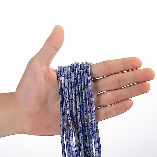 Natural Blue Sodalite Cylinder Tube Beads 4x13mm 38cm/str Loose Semi Gemstone Stone Beads for Making Bracelets Necklace Earrings - color: Blue Sodalite, size: 4x13mm Cylinder