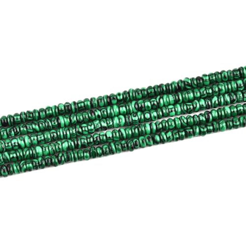 155pcs 4x2mm Synthetic Malachite Disk Rondelle Spacer Stone Semi Precious Gemstone Loose Beads for Jewelry Making 15 Inch - color: Malachite