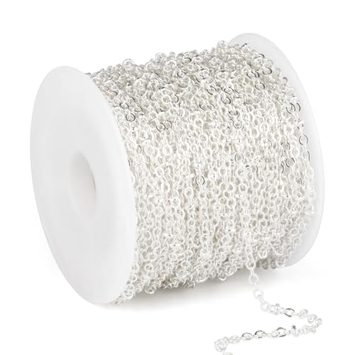 33 Feet Silver Satellite Cable Chains Roll, 2MM Silver Plated Brass Ball Beaded Cable Link Chains Spool Bulk for Jewelry Making DIY Craft - color: 3.0mm beads silver satellite cable chain