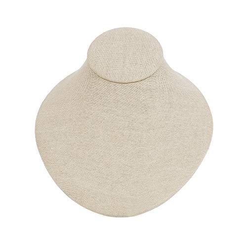 MOOCA Linen Lay Down Necklace Bust Display Jewelry Necklace Chain Jewelry Bust Display Holder Stand, Tan Linen
