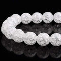 RUBYCA Natural AAA Grade White Clear Quartz Crystal Crackle Round Beads Jewelry Making 1 Strand 4mm - color: Round Crackle B, size: 4mm