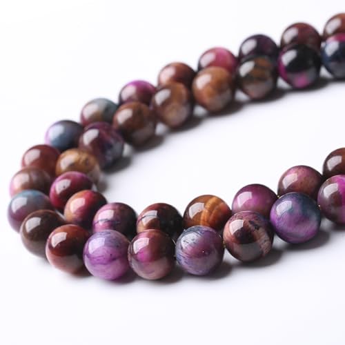 Natural Starry Sky Rose Pink Tiger Eyesr Stone Beads for Jewelry Making DIY Bracelet Necklace Jewelry Making1 Strand 15.5inch 45PCS 8MM - color: Starry sky rose pink tiger eyes, size: 8MM