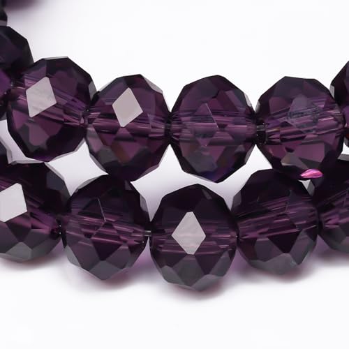 Songxi 8mm 100pcs Glass Beads for Jewelry Making, Faceted Glass Beads for Bracelets Necklace Earring, Arts and Crafts DIY Clear Gemstone Beads, Rondelle Spacer Beads Birthday Gifts for Women (Purple) - color: Purple, size: 8mm