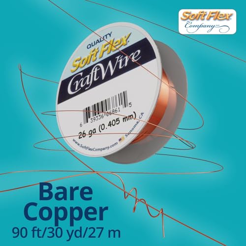 Soft Flex 26 Gauge Craft Wire - 27 Meters - Jewelry Wire with Tarnish Resistant Silver Plating - style: Bare Copper