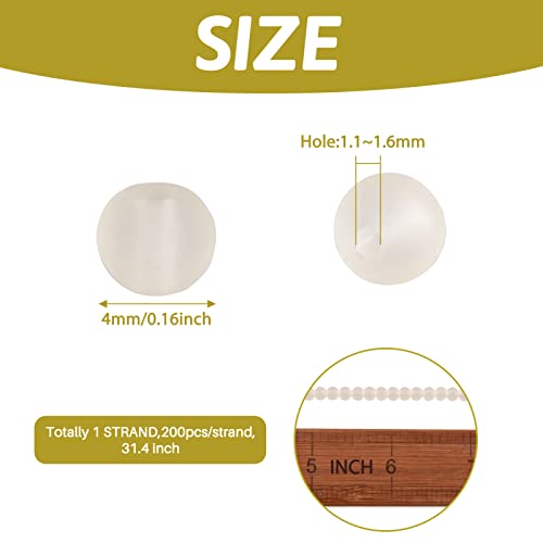 FASHEWELRY 200Pcs Transparent Frosted Glass Bead 4mm Matte Crystal Glass Loose Beads for DIY Jewelry Making (Light Goldenrod Yellow) - color: Light Goldenrod Yellow