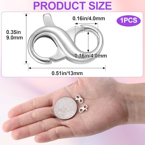 Pndeyo 925 Sterling Silver Lobster Claw Clasps, Hypoallergenic Necklace Enhancer Shortener, Double Opening Spring Rings Clasp Connector Carabiner for Bracelet Anklet Jewelry Making - color: Silver-1pc-0.51"×0.35"