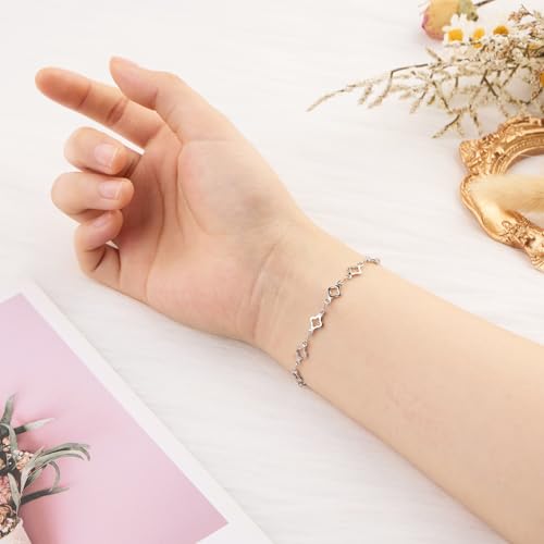 KYUNHOO 13 Feet Stainless Steel Jewelry Making Chains Silver Bulk Jewelry Hollow 4 Leaf Clover Chain for Making Crafts with Jump Rings Lobster Clasps - color: Leaf Clover Silver