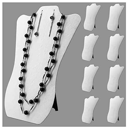 14 Inch Tall White Velvet Necklace & Earing Display Stands for Selling, Foldable Jewelry Display Stands for Shows(set of 8)