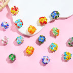 Ornaland 20 Pcs Round Flower Lampwork Glass Beads for Jewelry Making Bulk Bumpy Round Flower Handmade Spacer Beads for Jewelry Making Bracelets Earrings Necklaces DIY Crafts
