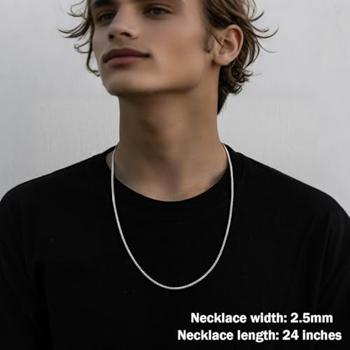 2.5mm/3mm/4mm Silver/Gold Stainless Steel Wheat Chain Necklace Jewelry for Men Women - size: 22 Inches, style: 3mm-Silver