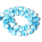 Natural Stone Beads 8mm Blue White Jade Polished Round Smooth Gemstone Beads for Jewelry Making Adults 15 Inch(Blue White Jade,8mm) - color: Blue White Jade, size: 8mm