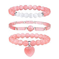 Vinswet Healing Crystal Beaded Bracelets for Women,Natural Amethyst Gemstones Bracelet,Anxiety Stress Relief Heart Charm Bracelet Handmade purple Jewelry Gifts for Women - color: Watermelon crystal&Moonstone