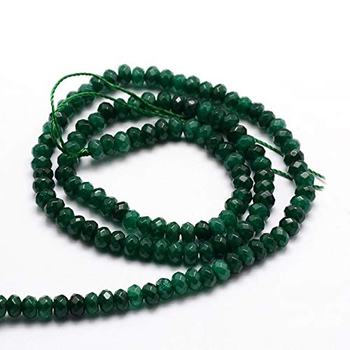 Perlin Agate & Jasper Gemstone Strand Beads 4 mm Rondelle 110 Pieces Jewellery Beads Semi-Precious Stone for Jewellery Necklace Bracelet Earrings (Dark Green Agate) - color: dark green agate