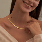 CHESKY Gold Necklace for Women-14K Plated/S925 sterling silver Snake Chain Necklace Dainty Simple Chunky Herringbone Necklace Gold Choker Necklaces Jewelry for Women Mothers Day Gifts for Mom - color: gold, style: 5mm 14 inch snake