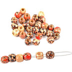 300 pcs 12mm Natural Painted Wood Hair Beads Round Loose Wooden Bead for Jewelry Making DIY Macrame Rosary Bracelet Necklace Hair Crafts