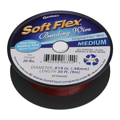 Soft Flex 49 Strand Beading Wire - Medium 0.19 Diameter - 30 Feet Nylon Design Wire - style: Garnet