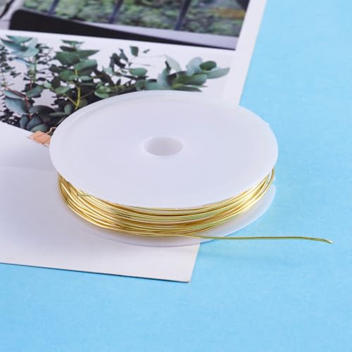 1 Roll 9.84 Feet(3m) 20 Gauge Round Copper Jewelry Bendable Wire Long-Lasting Plated Jewelry Wire Soft Artistic Wires Copper Metal Beading for Jewelry Making Crafts,Light Gold - color: 20 Gauge,Light Gold