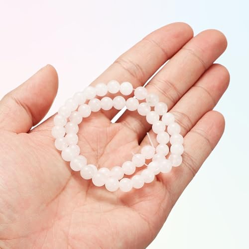 HARFINGTON 50pcs Natural Stone Beads 6mm Clear Quartz Round Gemstone Stone Loose Beading Real Genuine Smooth Balls Bead for Jewelry Making Bracelets Necklace Earrings DIY - color: Clear Quartz, size: 6mm