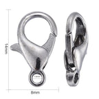HDSupplies 100 Pieces - Lobster Clasps - Gunmetal Black - 14x8mm / 1.8mm Hole - color: Gunmetal Black, size: 14x8mm