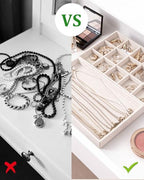 Stackable Jewelry Organizer Trays with Removable Dividers, 2-Tray Beige Jewelry Drawer Organizer Set for Earrings, Necklaces, Rings & Bracelets Gift for Her - size: 2 Layers