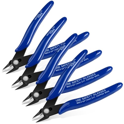Ainiv Wire Cutters, 4PCS Spring-loaded Side Cutters Flush Cutters, Diagonal Cutters Precision Side Cutters, Diagonal Cutting Pliers in CRV Steel, Heavy Duty Cutting Pliers for Electrical, Homes - color: Blue Wire Cutter-4pcs, size: 4pcs