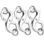 Dailyacc S925 Double Opening Lobster Clasp Sterling Silver and Gold Necklace Bracelet Extender Clasps and Closures for DIY Jewelry - color: Silver 3Pcs, size: 15.5mm × 7.5mm